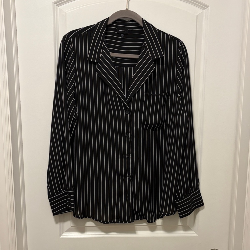 Who What Wear Monochrome Striped Shirt